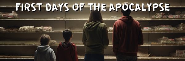 A family of four staring at a bare shelf in a store